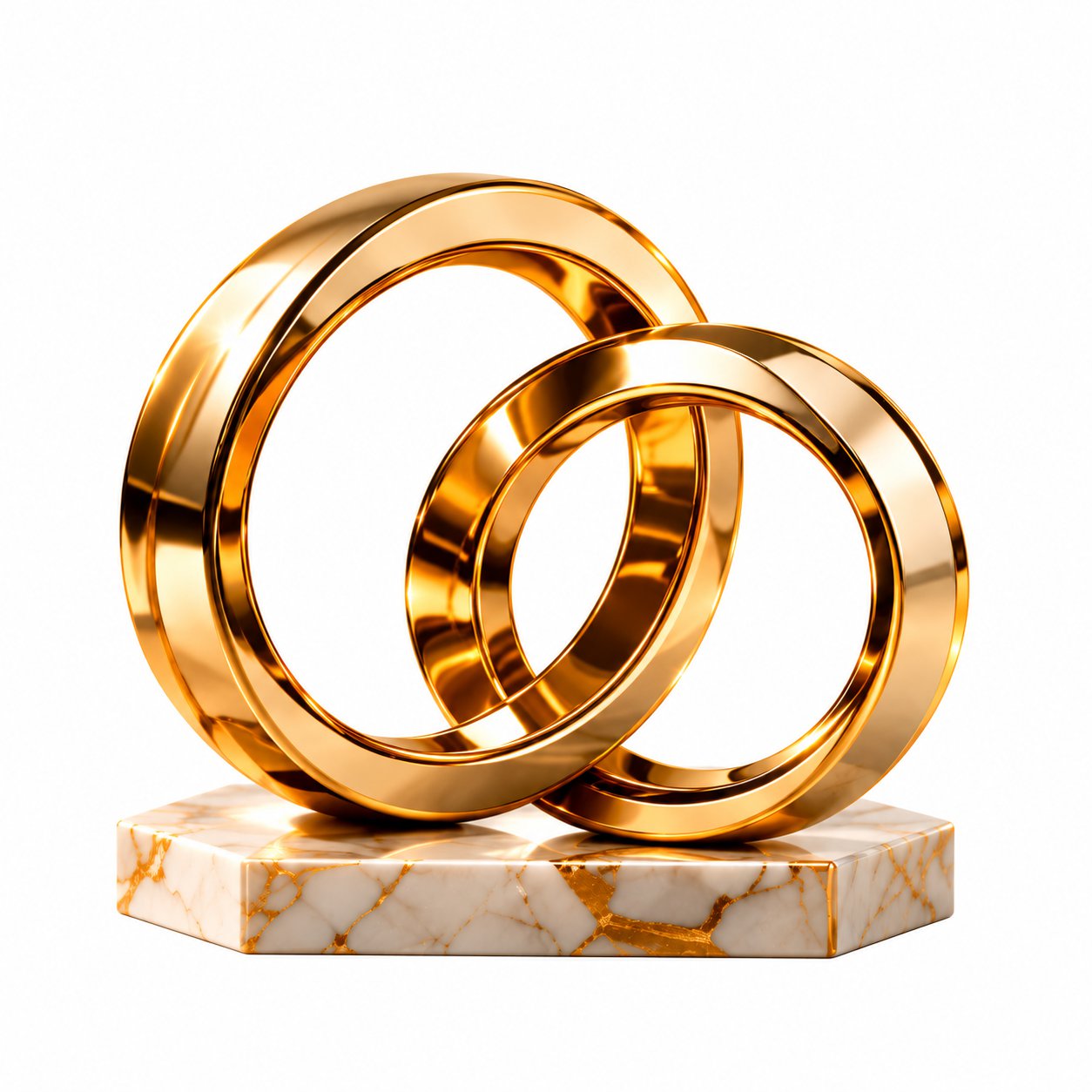 Interlocking gold rings representing powerful benefactors